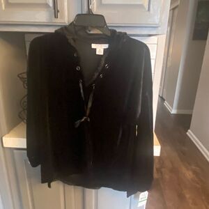 Women’s the skyes the limit velvet/velour like shirt, NWT